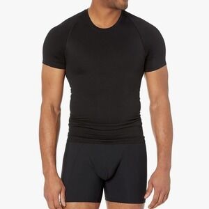 Spanx Mens Zoned Performance Undershirt Black Short Sleeve Size Small Fitted Top